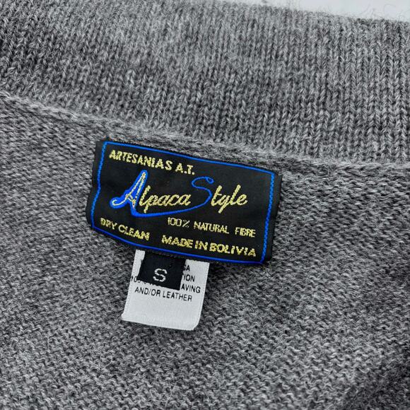 Artesanias A.T Alpaca Style Sweater Cardigan S Shawl Collar Grandpa Grandma Core - Picture 4 of 5